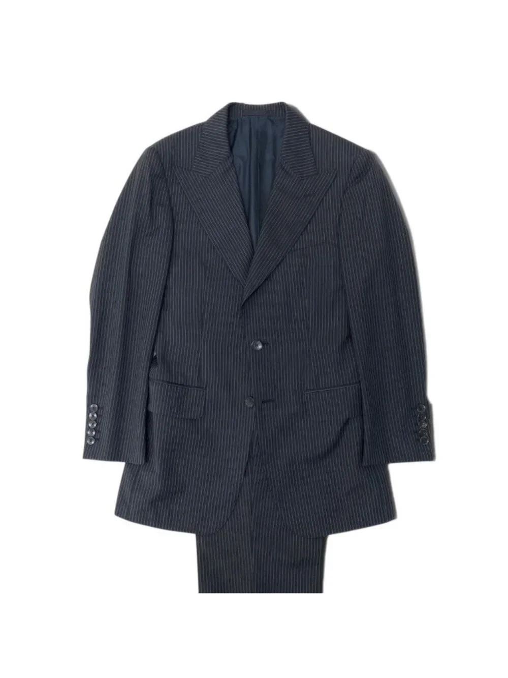 Gucci Tom Ford Era Peak Lapel Suit Set Tailored Jacket Trousers Stripe Gray